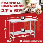 DuraSteel 24x60 Inch Stainless Steel Work Table