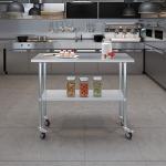 Stainless Steel Work Table with Wheels and Under-Shelf