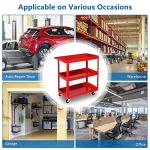 Tuffiom 3-Tier Steel Rolling Tool Cart - Red