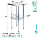 AmGood 18" Stainless Steel Utility Prep Table