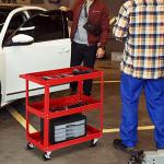 Tuffiom 3-Tier Steel Rolling Tool Cart - Red