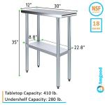 30" X 12" Stainless Steel Work Table