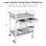 Mobile Trolley Cart with 2 Shelves and Drawers