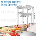 VEVOR Heavy Duty Stainless Steel Prep Table 24x24