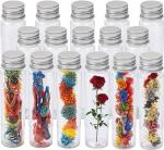 16 PCS Clear Plastic Test Tubes with Caps