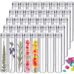 40 Pcs Clear Plastic Test Tubes with Caps