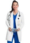 White Women's Lab Coat with Notched Lapels and Pockets