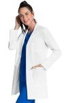 White Women's Lab Coat with Notched Lapels and Pockets