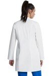 White Women's Lab Coat with Notched Lapels and Pockets