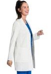 White Women's Lab Coat with Notched Lapels and Pockets
