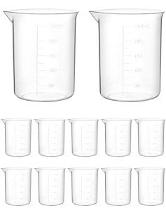 QWORK 250ml Plastic Beakers - Pack of 12