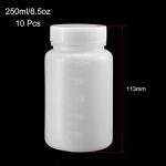 8.5oz Wide Mouth Plastic Lab Reagent Bottles - 10pcs