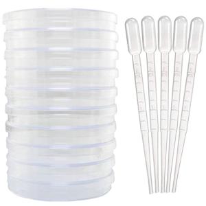 10 Pack Plastic Petri Dishes with Pipettes