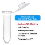 Globe Scientific 2mL Polypropylene Microcentrifuge Tubes - 1000 Pack