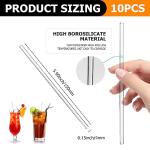 10-Pack 5.9" Glass Stirring Rods - Round Ends