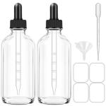 4oz Clear Dropper Bottles with Funnel & Labels