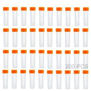 200 Pcs Plastic Test Tubes with Screw Caps