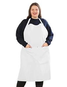 Plus Size White Cooking Aprons with Pockets