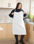 Plus Size White Cooking Aprons with Pockets