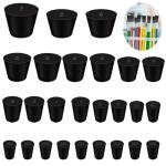 25Pcs Solid Rubber Stoppers Assorted Sizes Black