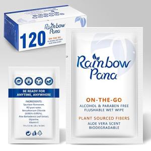 RainbowPana Flushable Wipes - 120 Individually Wrapped