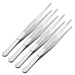 8-Inch Stainless Steel Blunt Tweezers - 4 Pack