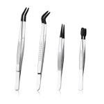 Stainless Steel Tweezers Set with Rubber Tips