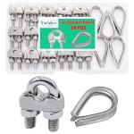 20PCS Stainless Steel Wire Rope Clips & Thimbles