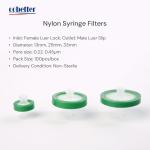 100 Pack Nylon Syringe Filters 0.45μm 13mm