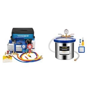 VIVOHOME 110V Vacuum Pump and AC Gauge Kit