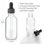 4 Clear Glass Dropper Bottles with Funnels & Labels