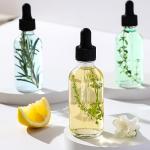 4 Clear Glass Dropper Bottles with Funnels & Labels