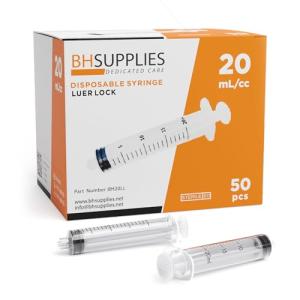 20ml Luer Lock Syringes - Sterile, 50 Pack
