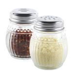 Glass Spice Shakers Set with Stainless Steel Tops