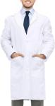 Men's Long Sleeve Poly Cotton Lab Coat - White