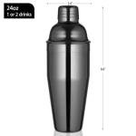 Gunmetal 24 oz Martini Cocktail Shaker with Strainer