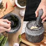 Granite Mortar and Pestle Set with Silicone Lid