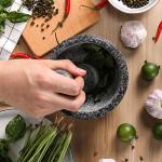 Granite Mortar and Pestle Set with Silicone Lid