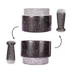 Granite Mortar and Pestle Set with Silicone Lid