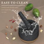 Granite Mortar and Pestle Set with Wood Base