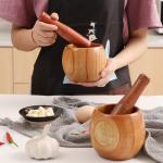 Wood Mortar and Pestle Set for Grinding Herbs