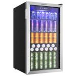 EUHOMY 110 Can Mini Beverage Refrigerator with Glass Door