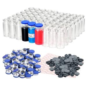 100 Pack 10ml Clear Glass Vials with Caps