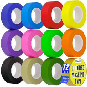12 Pack Mini Colored Masking Tape for Arts & Crafts