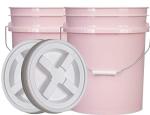 5 Gallon Pink Food Grade Bucket with Lid (2 Pack)