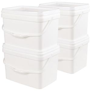 5 Gallon Plastic Buckets with Lids, Set of 4