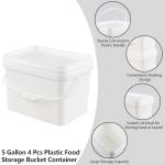 5 Gallon Plastic Buckets with Lids, Set of 4