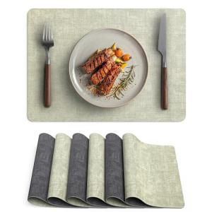 Wipeable Faux Leather Placemats Set of 6
