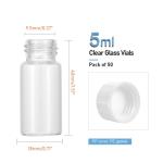 50Pack 5ml Glass Vials with White Lids