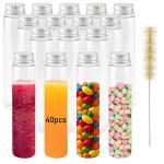 40 Pack Clear Plastic Test Tubes with Caps